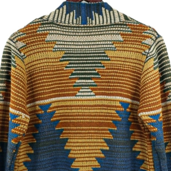 Wrangler Vintage 70s Western Cowichan Colorful Mixed Media Tribal Knit Sweater - Picture 7 of 15